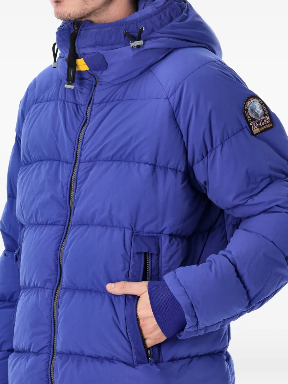 Parajumpers Norton Hooded Quilted Jacket And Pockets In Blue