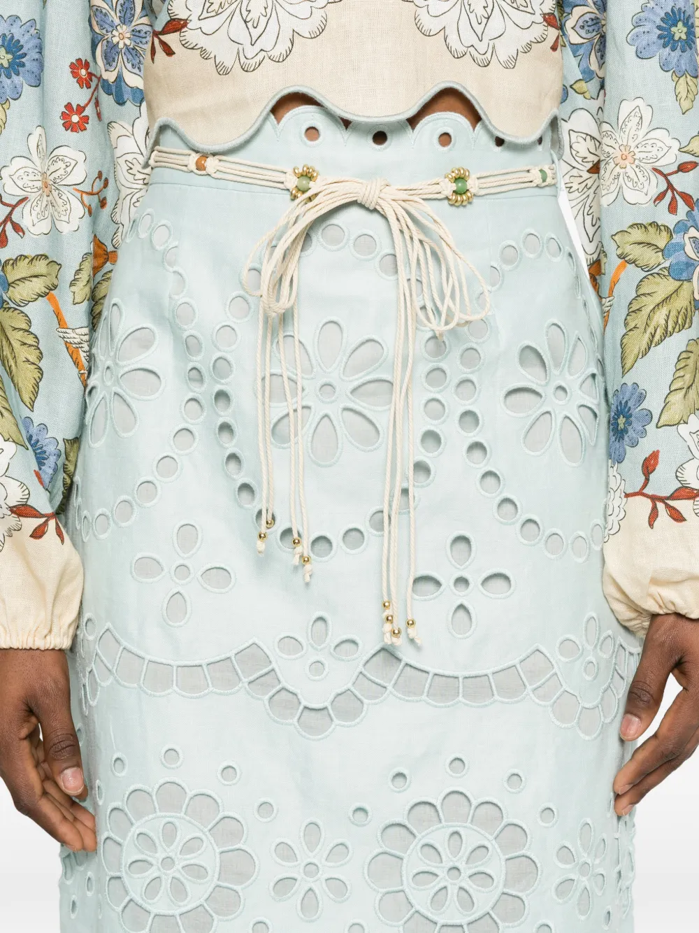 ZIMMERMANN Awaken midi-rok met borduurwerk Blauw