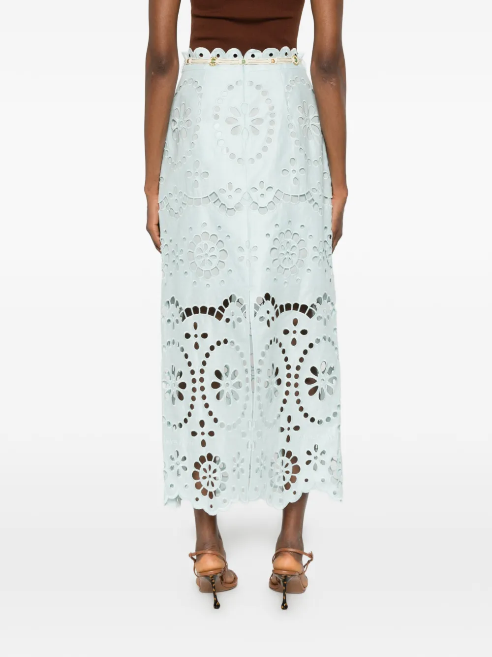 ZIMMERMANN Awaken midi-rok met borduurwerk Blauw