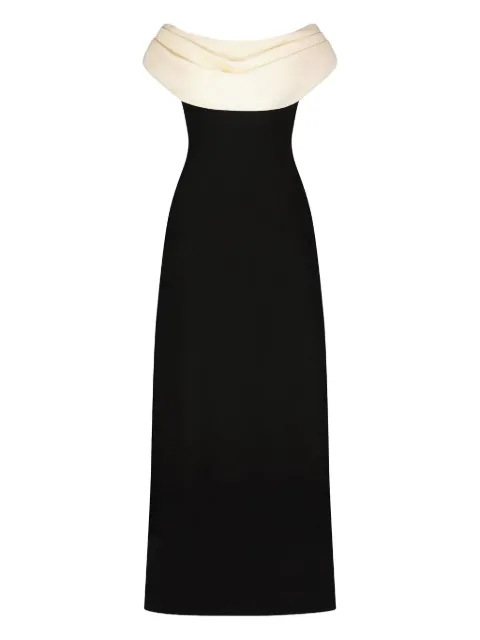 Lela Rose vestido largo con cuello desbocado