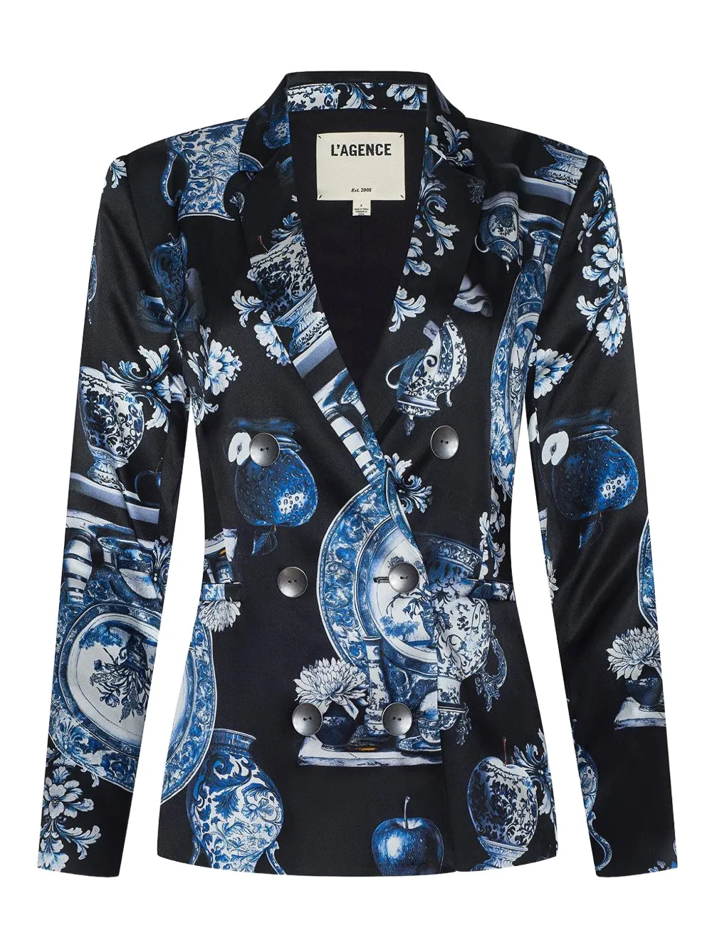 L'Agence Colin double-breasted printed blazer - ブラック