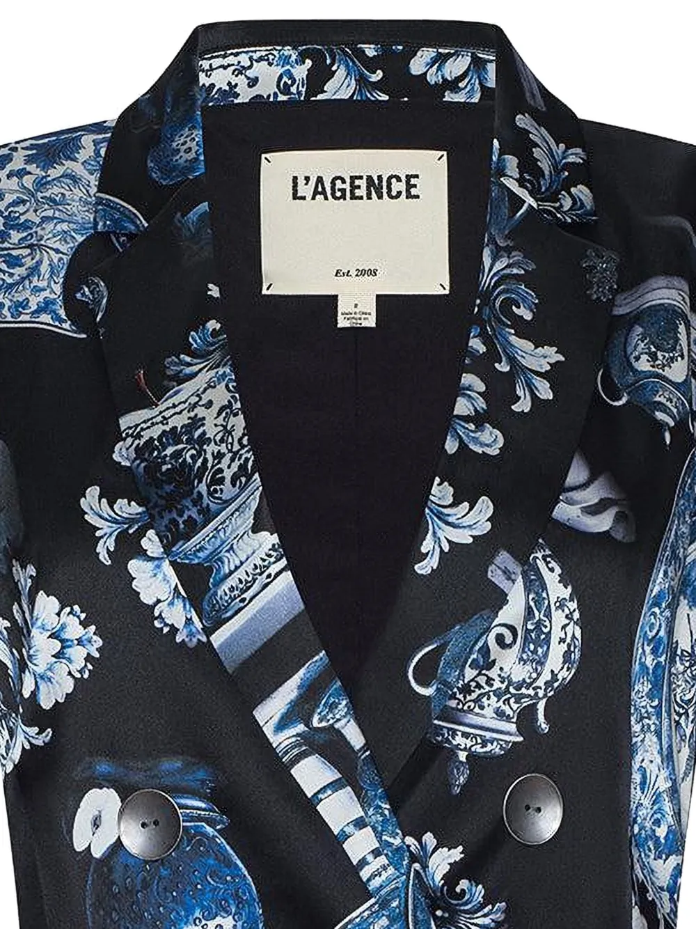 L'Agence Colin blazer met dubbele rij knopen en print Zwart