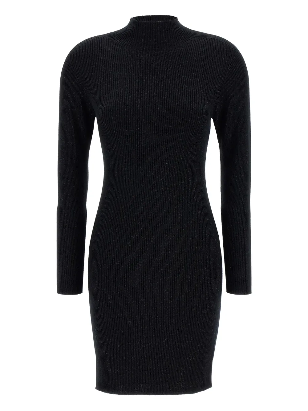 Weekend Max Mara Ribbed Mock-neck Mini Dress In Black