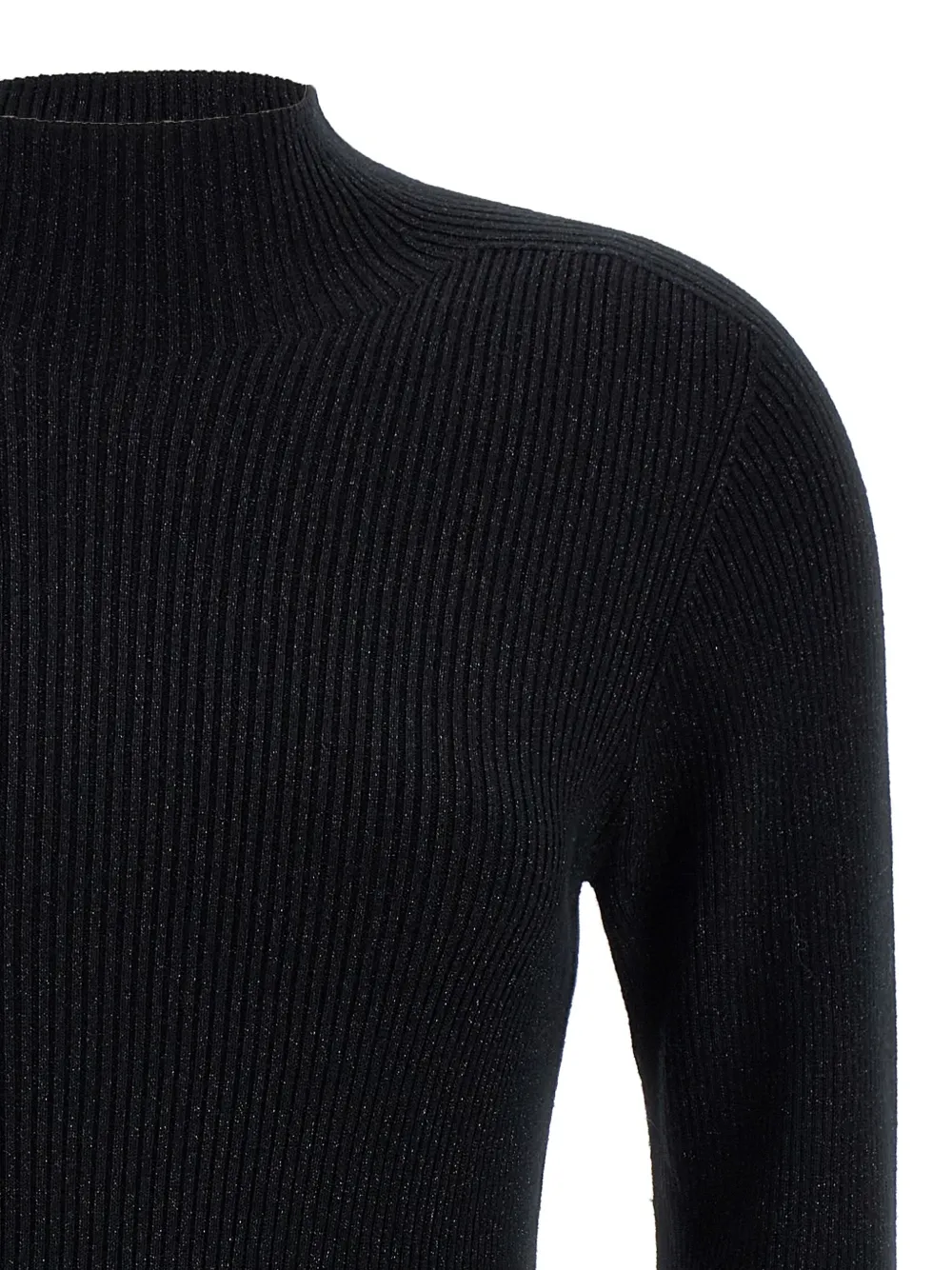 Weekend Max Mara Ribbed Mock-neck Mini Dress In Black