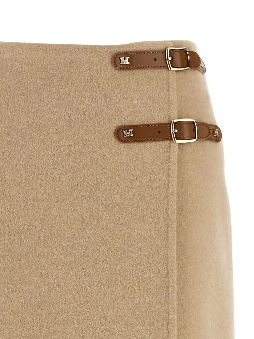 Max Mara High Waist Skirt Featuring Buckle Accents In Neutral