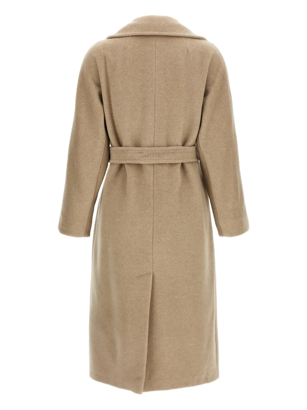 Weekend Max Mara Long Coat With Belted Waist And Pockets In Brown