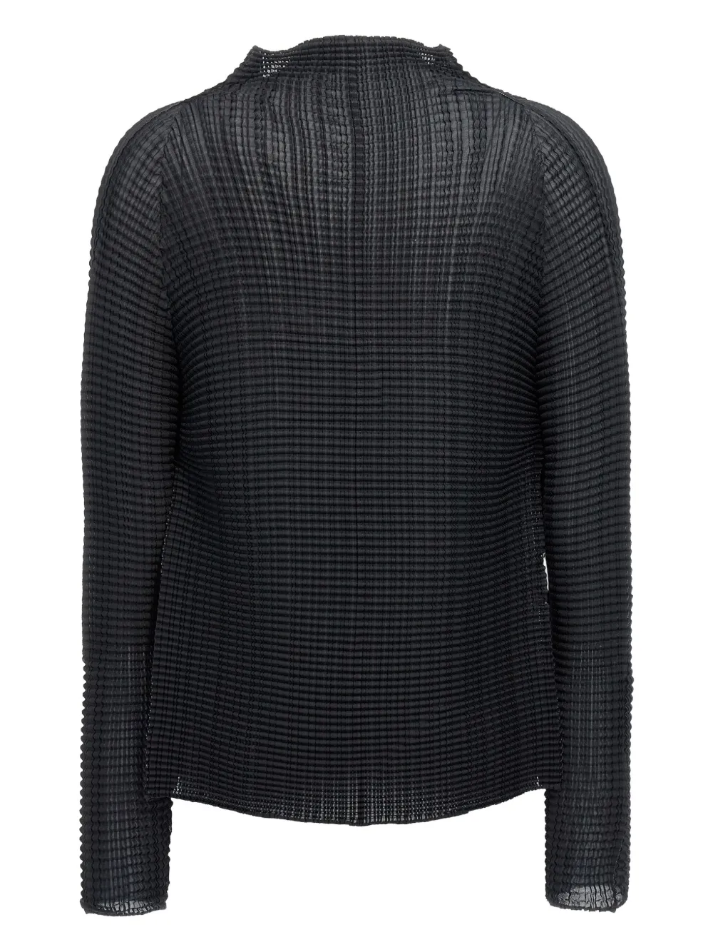 Issey Miyake Pleated Long-sleeved Cardigan In Black