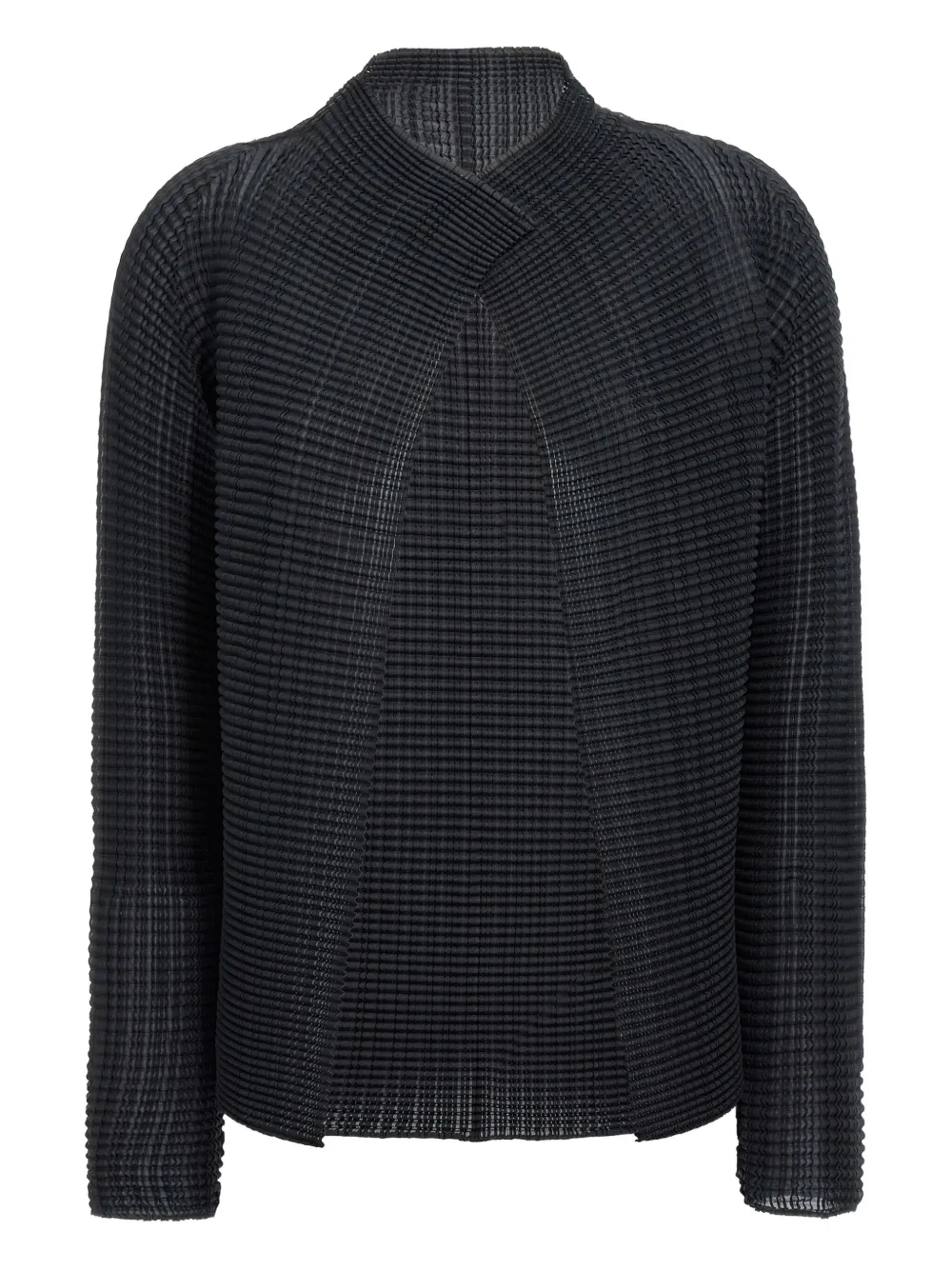 Issey Miyake pleated long-sleeved cardigan - Black