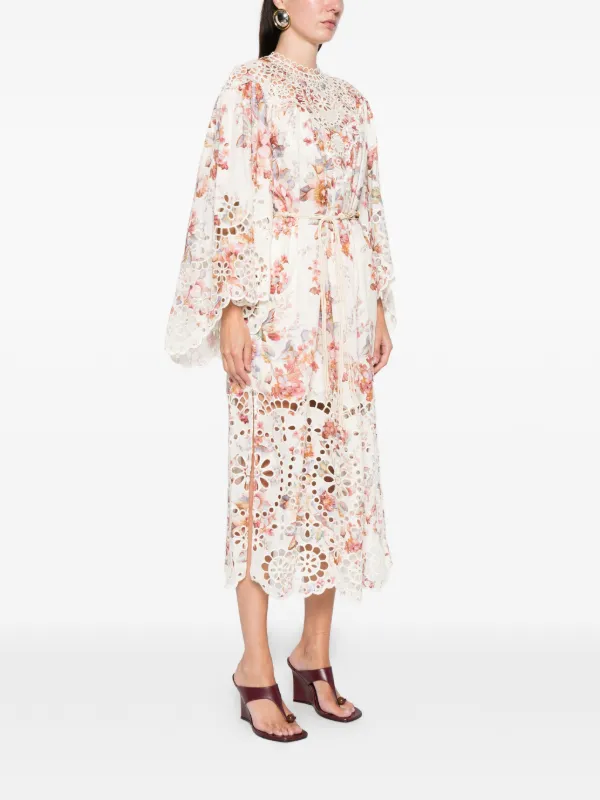 ZIMMERMANN Awaken Embroidered Yoke Maxi Dress | Ivory Floral | Size 2