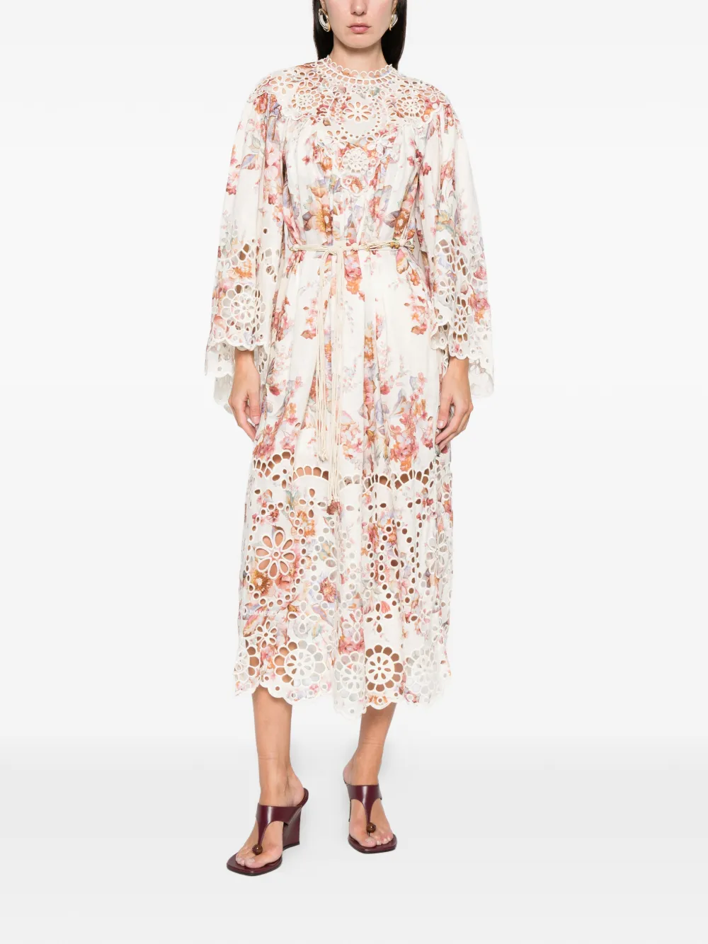 Zimmermann Awaken Embroidered Yoke Midi Dress In Multi