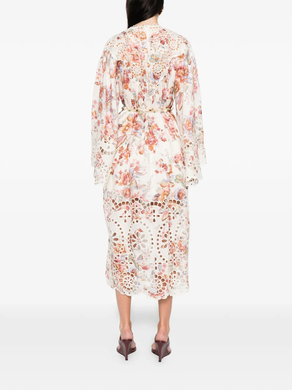 Zimmermann Awaken Embroidered Yoke Midi Dress In Multi