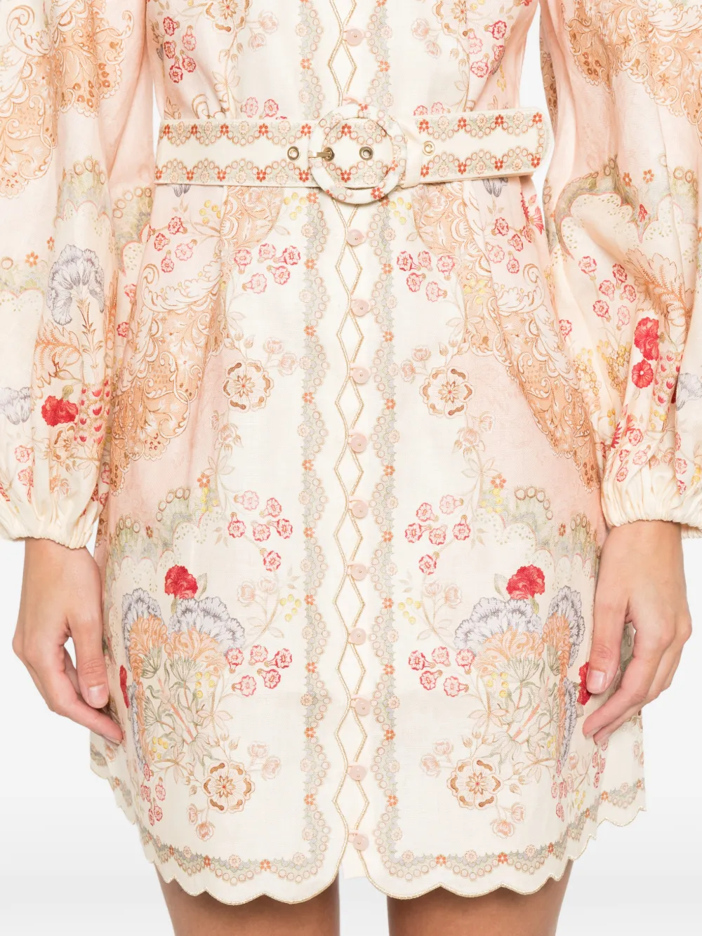 Zimmermann Daylight Floral-print Mini Dress In Neutral