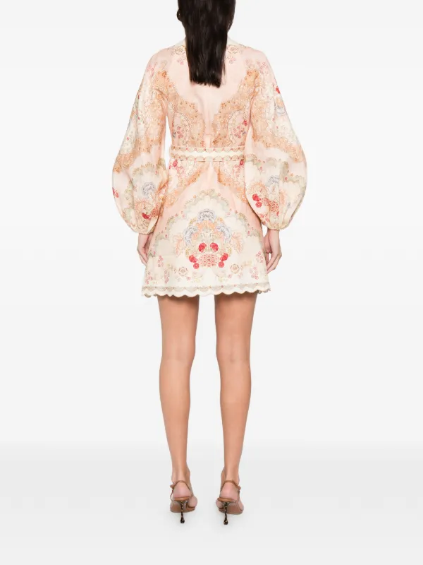 Zimmermann Floral-print Mini Dress - Neutrals