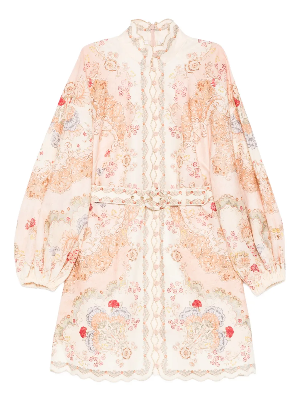 Zimmermann Daylight Floral-print Mini Dress In Neutral