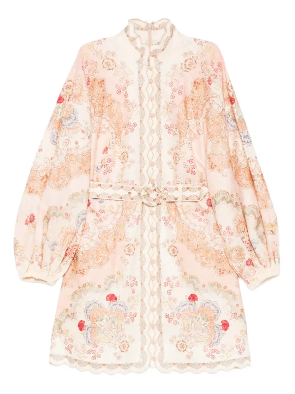 knee length dresses for ladies Zimmermann Patience Floral Linen Mini Dress main image 0