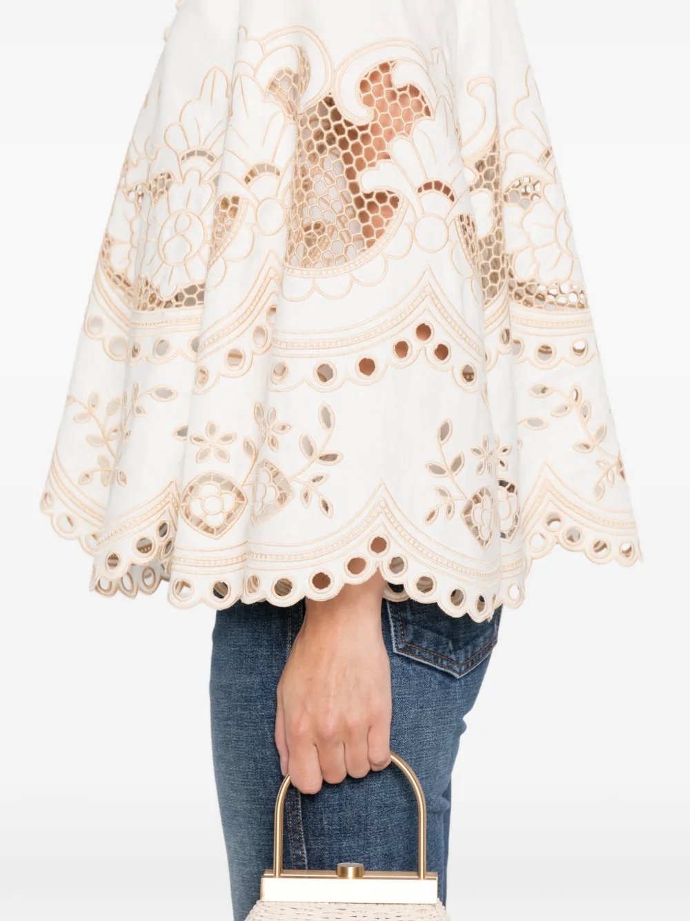 ZIMMERMANN Wanderlust blouse met borduurwerk Beige