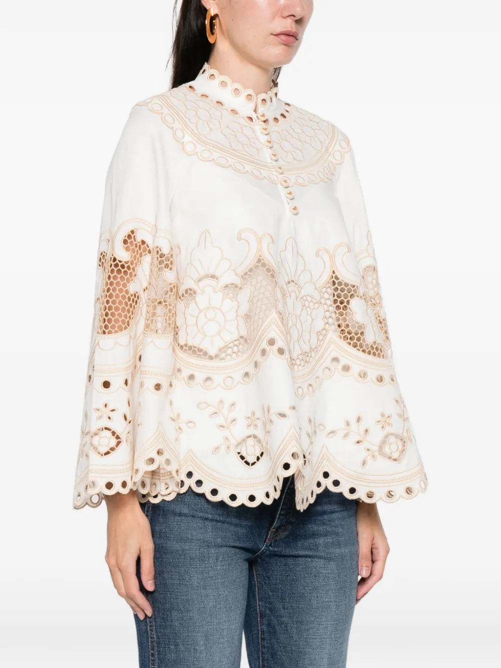 ZIMMERMANN Wanderlust blouse met borduurwerk Beige