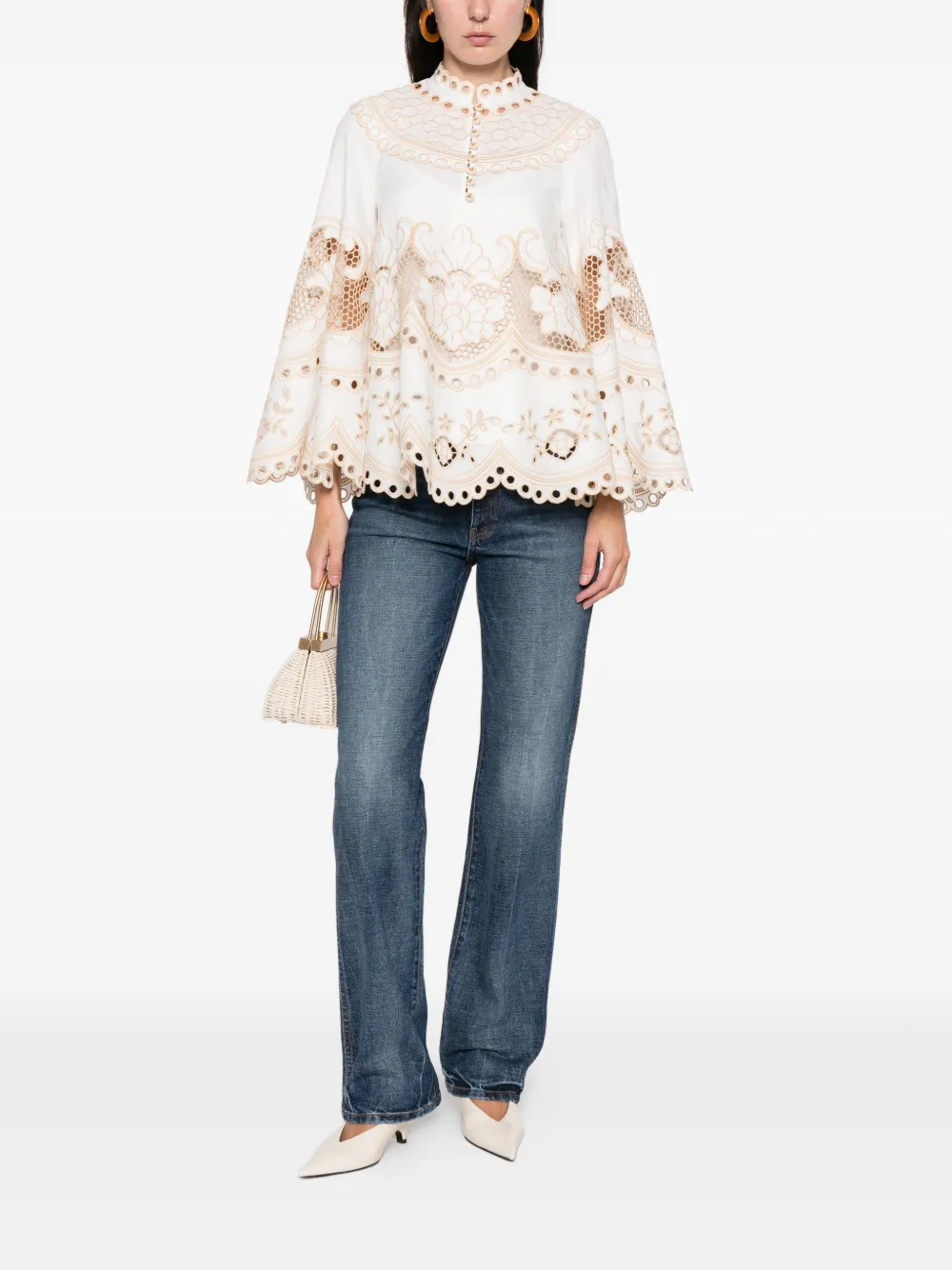 ZIMMERMANN Wanderlust button embroidery blouse - Beige