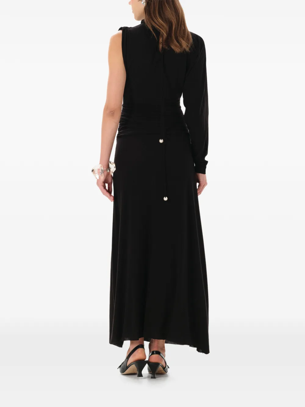 MANURÍ Didi asymmetrische maxi-jurk Zwart