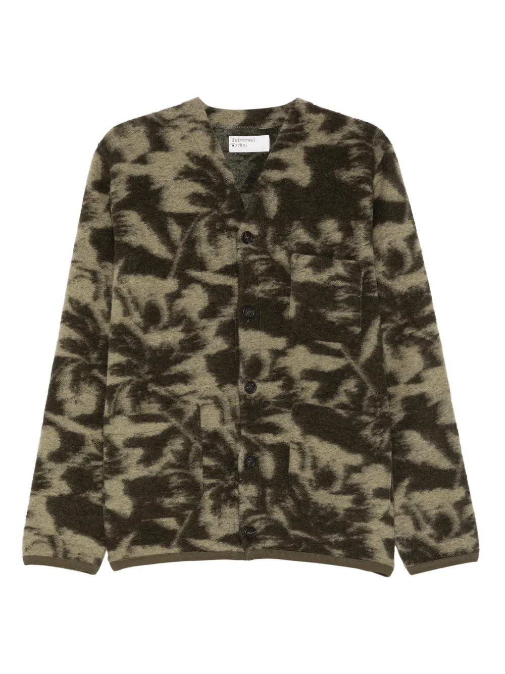 Universal Works pocket studio-fleece cardigan | Green | Image 1