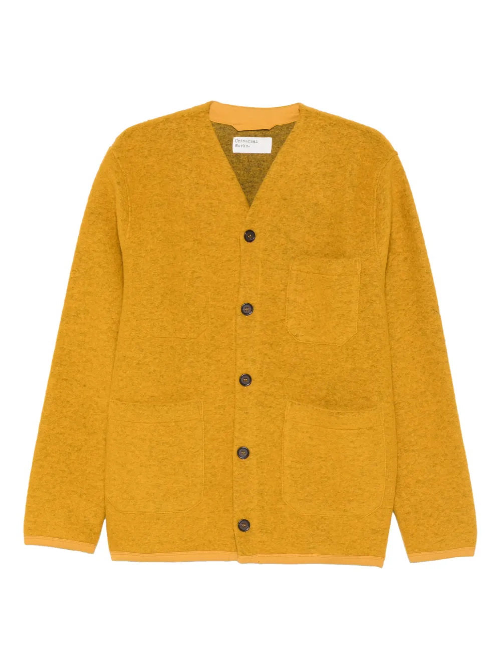 Universal Works fleece-pocket cardigan | Yellow | Image 1