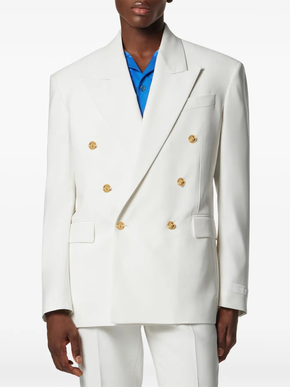 Versace Double-breasted Button-up Jacket In White