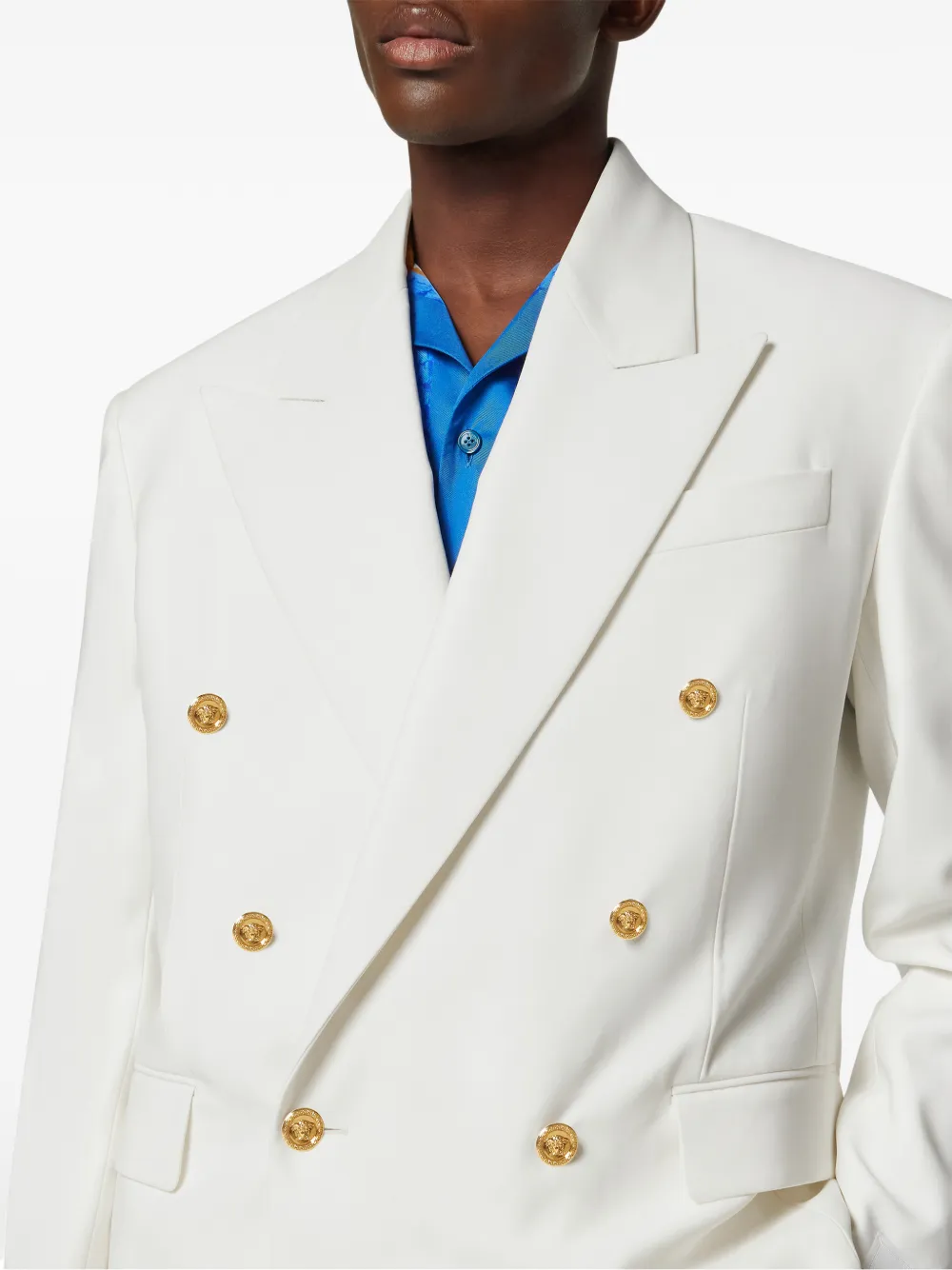 Versace Double-breasted Button-up Jacket In White
