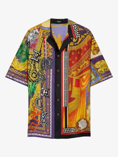 Versace printed silk twill regular shirt