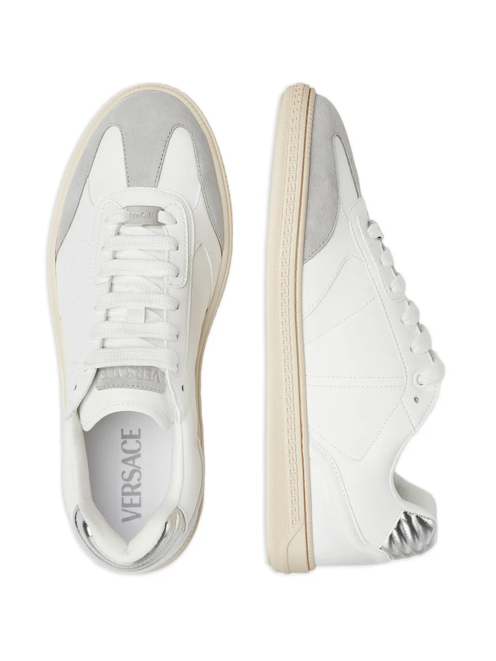 Versace Sneakers met vlakken en Greca-patroon Wit