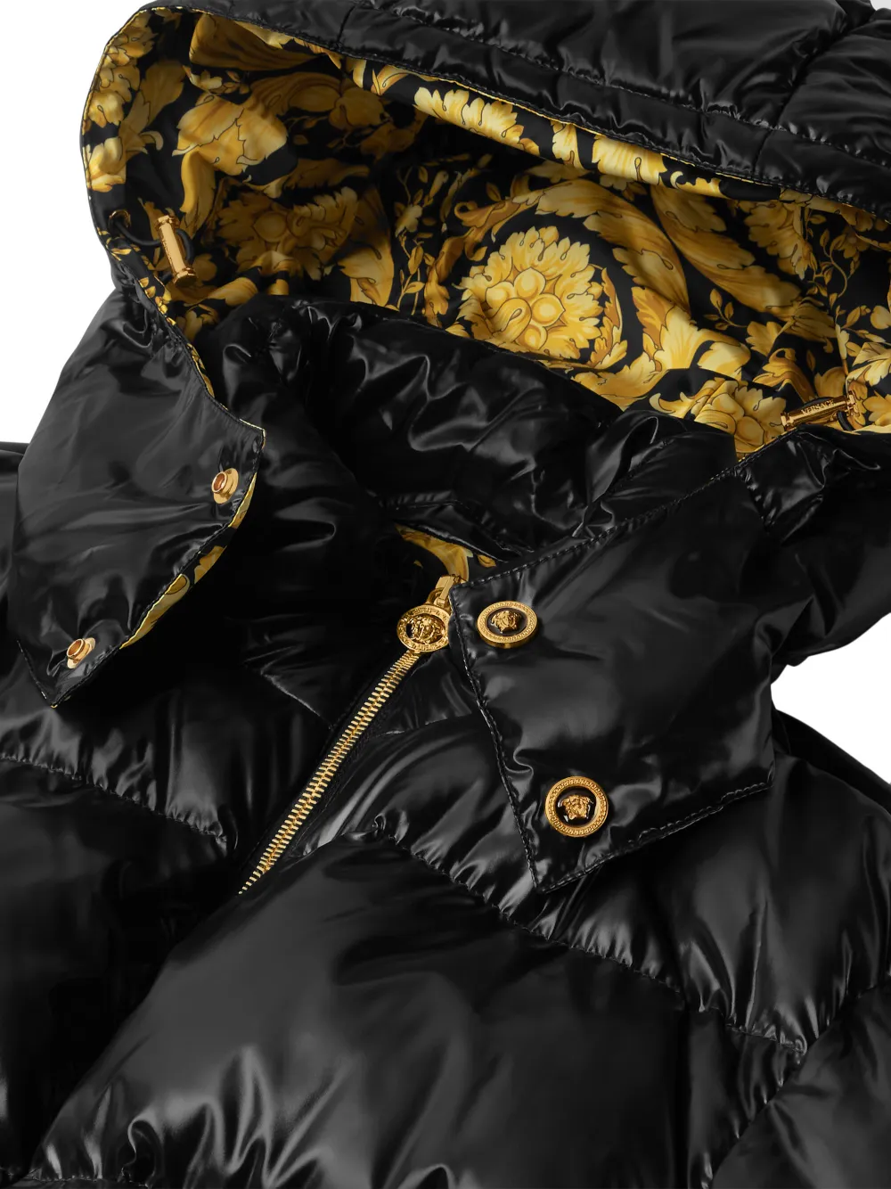  Versace Hooded Puffer Jacket - Black 