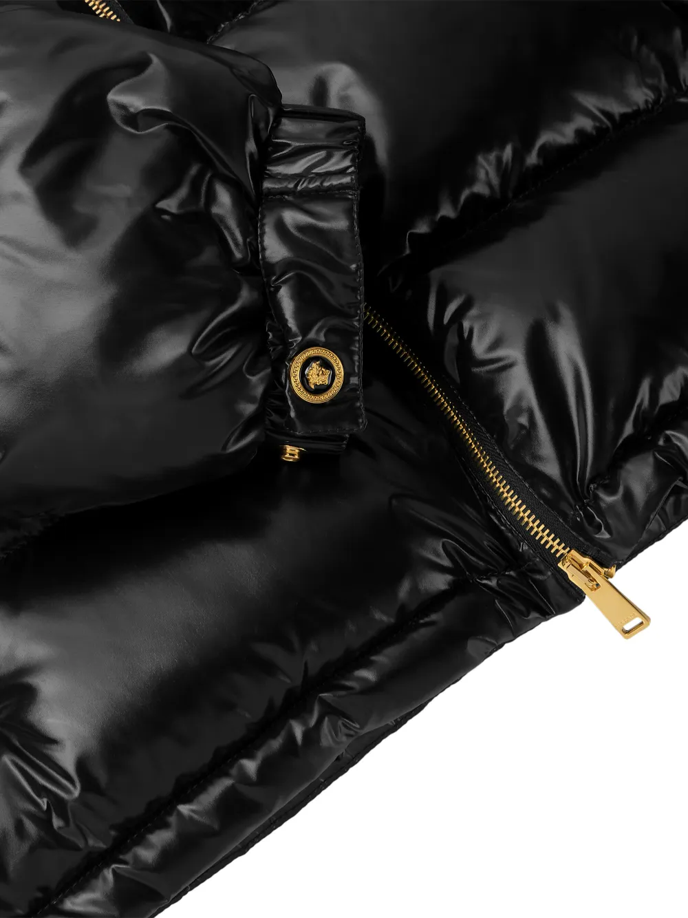 Versace Donsjack met capuchon Zwart