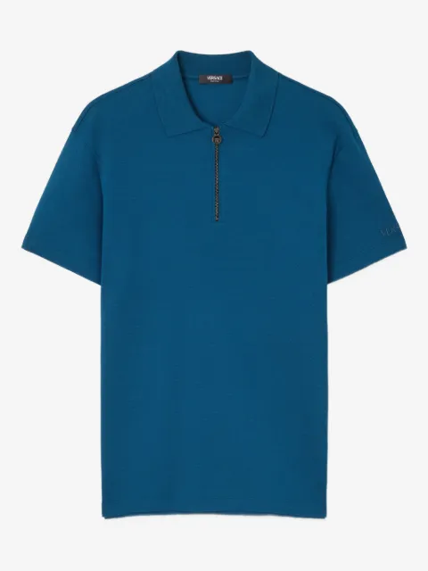 Versace polo à col zippé partiel en piqué de coton partiel
