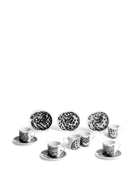 Fornasetti cat-print coffee cups set (set of six)