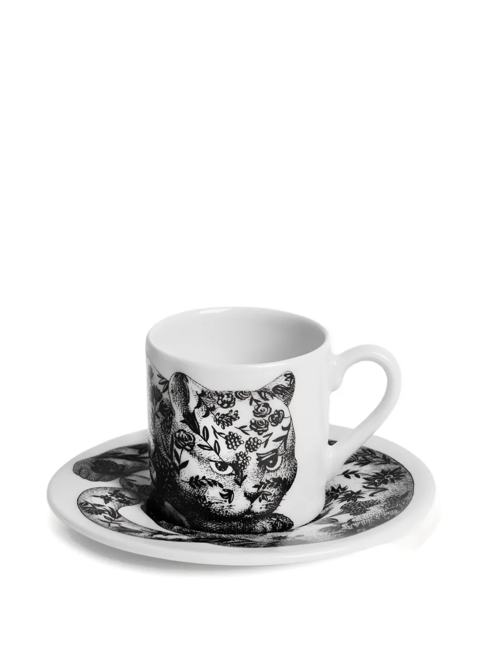 Fornasetti Cat-print Coffee Cup Set In Black