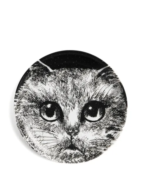 Fornasetti plato decorativo con gato estampado