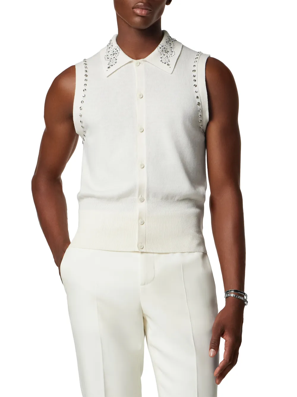  Versace Embellished Vest - White 