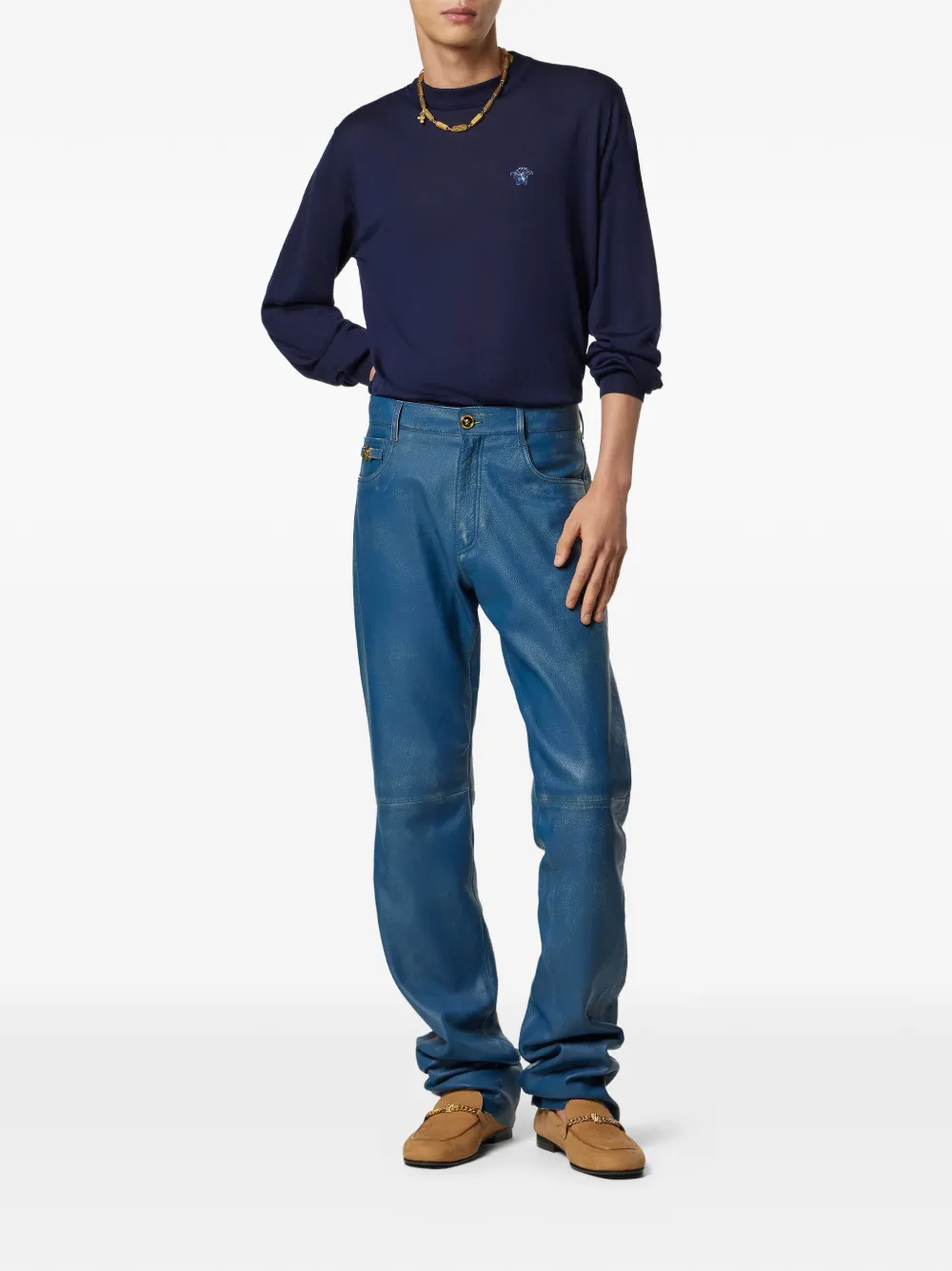 Versace Trui met Medusa-borduurwerk - Blauw