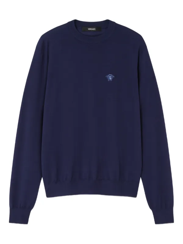 Versace Wool-blend Knit Sweater in Blue