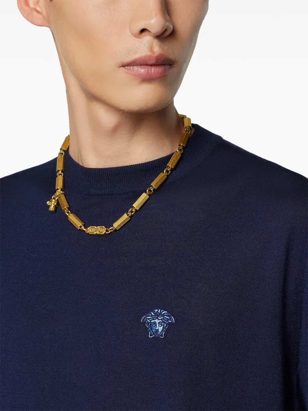 Versace Gebreide trui van wolblend Blauw