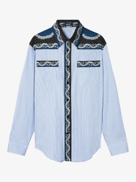 Versace printed striped cotton-poplin shirt