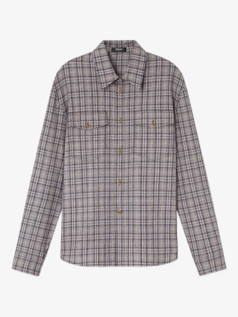 Versace checked wool flannel shirt