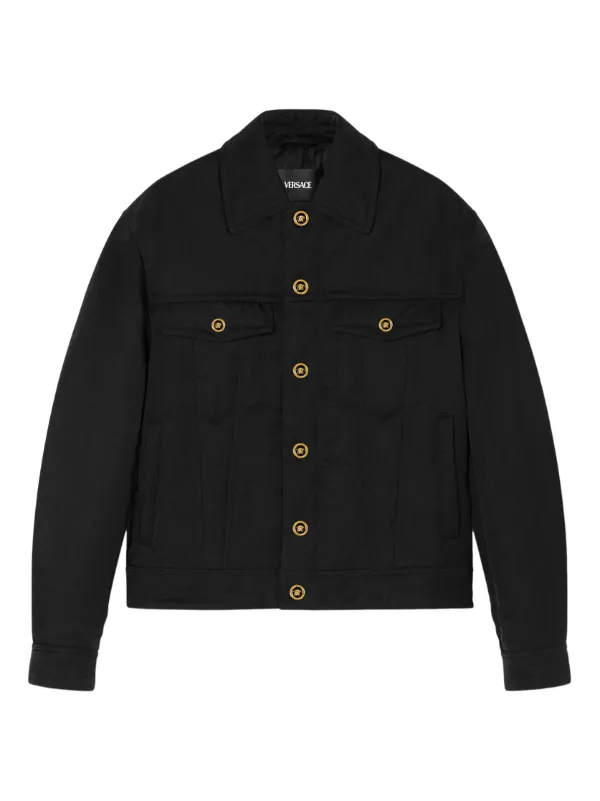 Versace Crushed Nylon Satin Padded Jacket | Black | FARFETCH