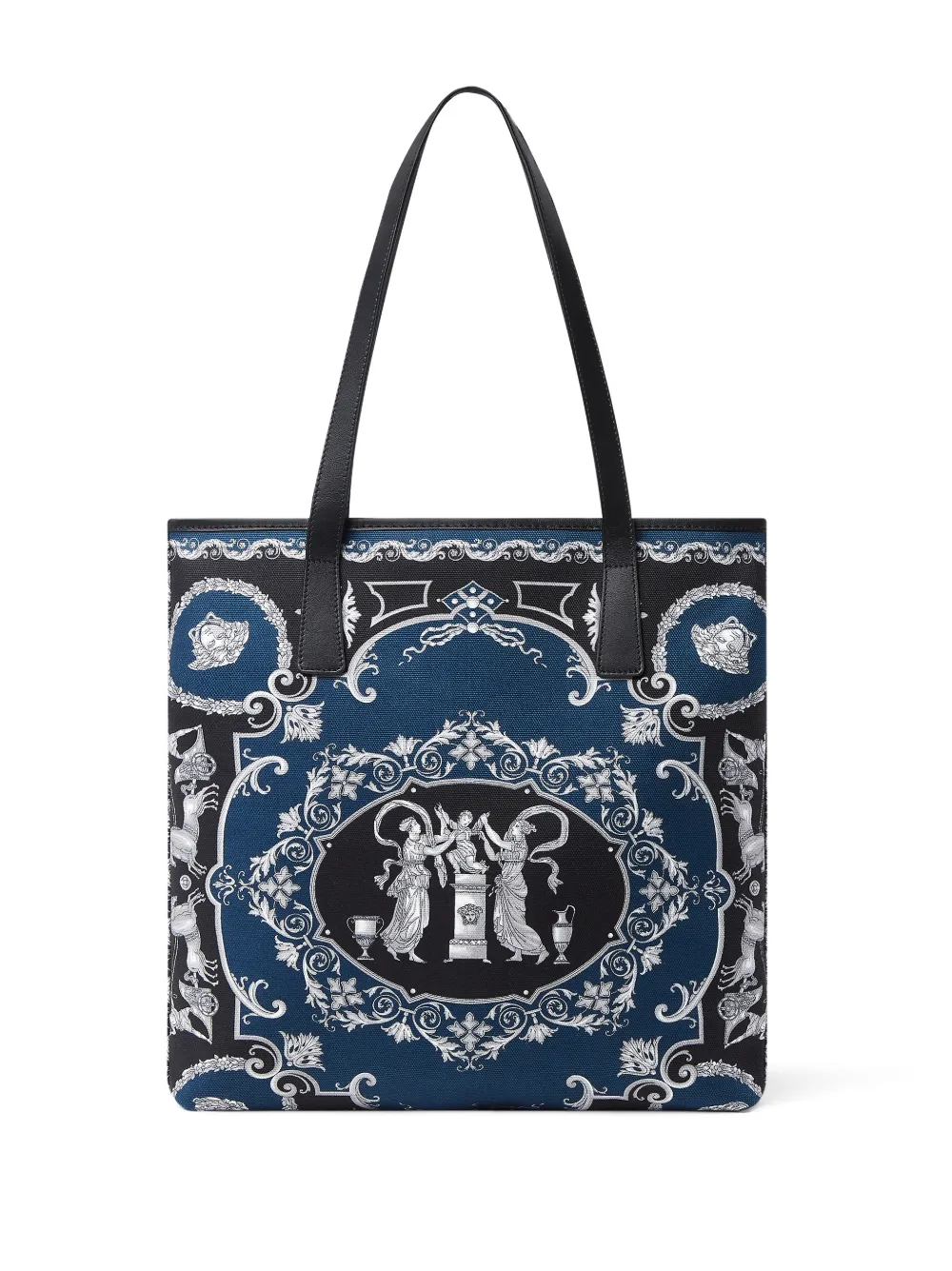 Versace La Medusa Cotton Tote Bag In Blue