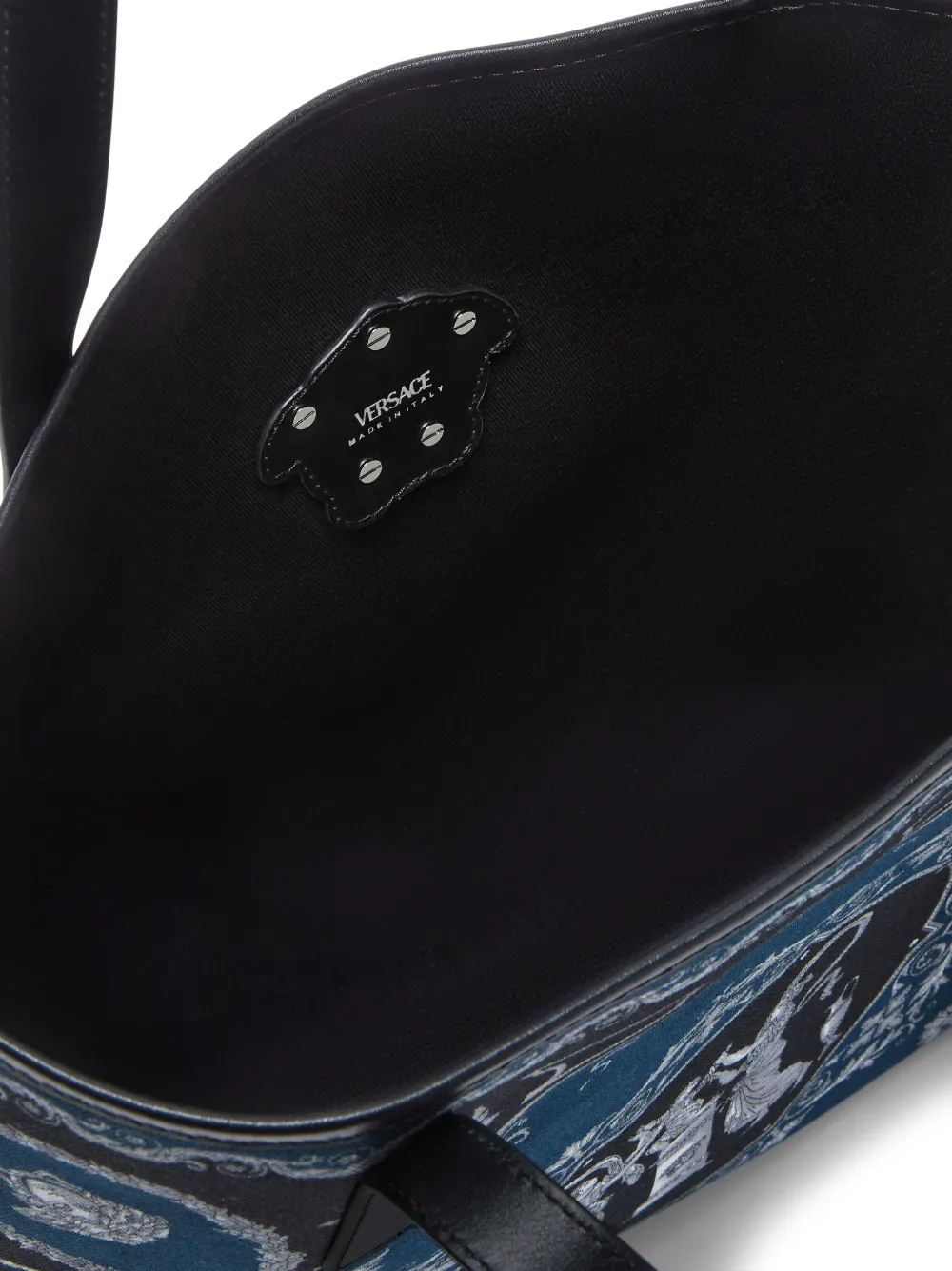Versace La Medusa Cotton Tote Bag In Blue