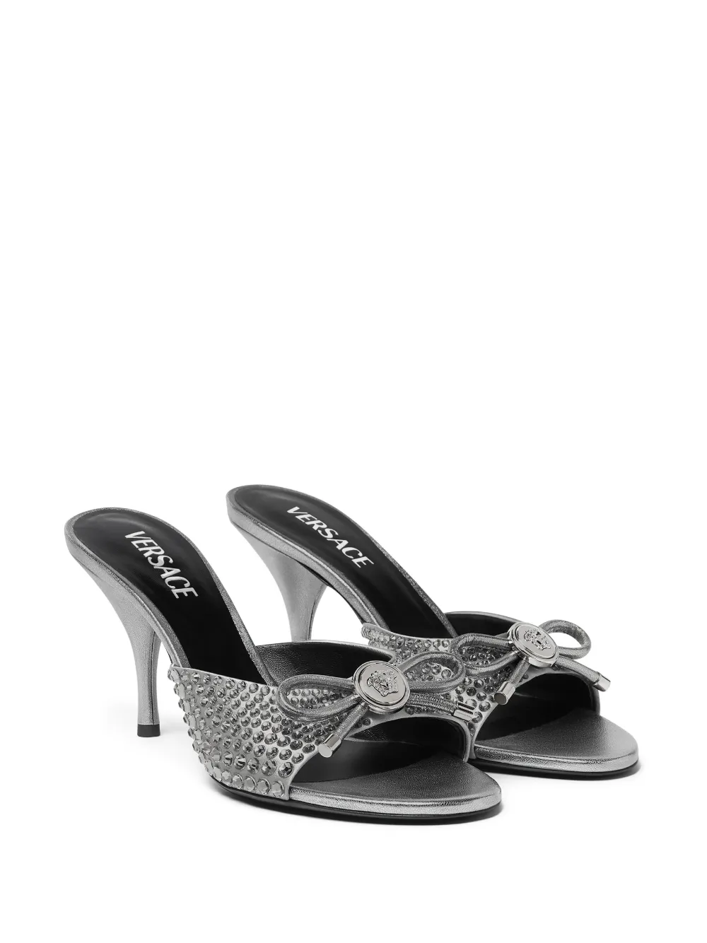 Versace 85mm Leather Mules In Silver