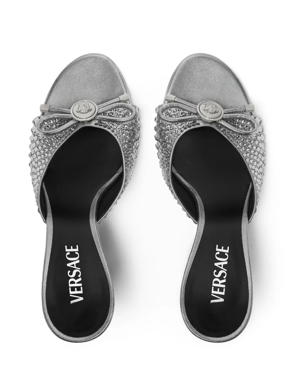 Versace 85mm Leather Mules In Silver