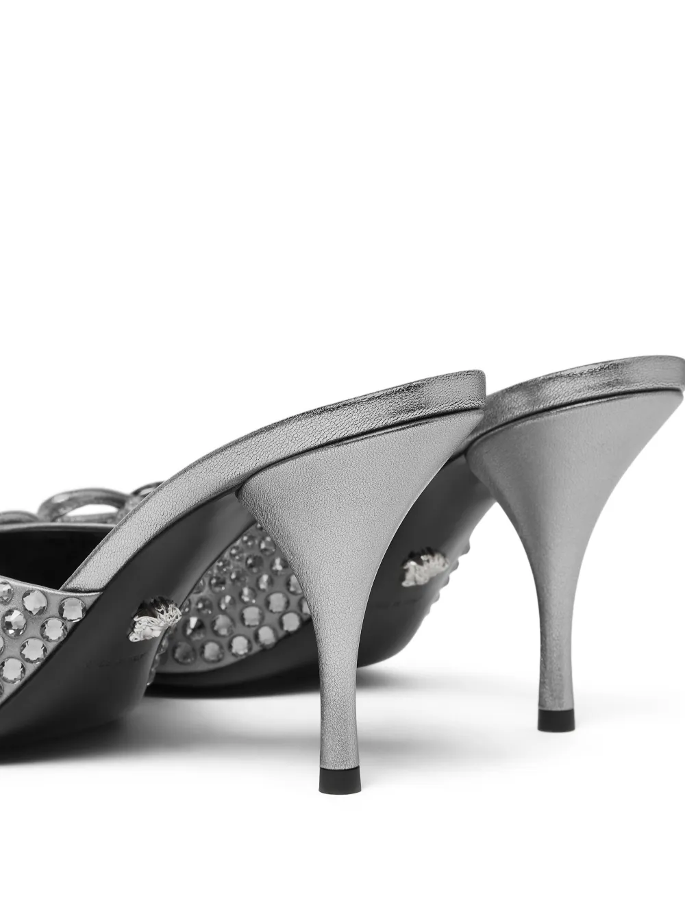 Versace 85mm Leather Mules In Silver