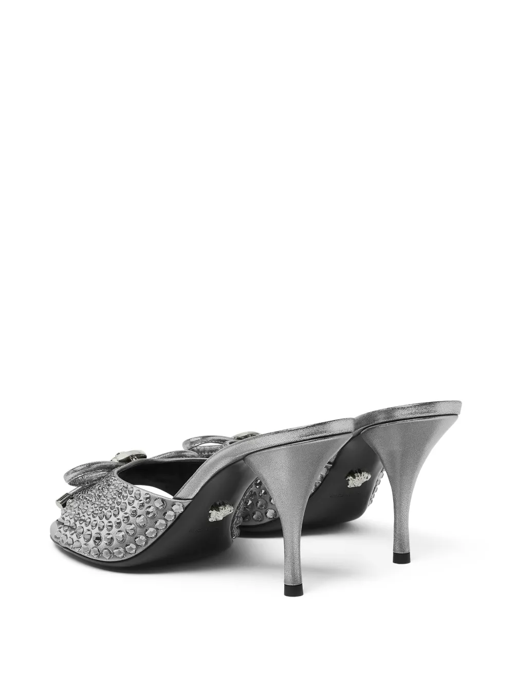 Versace 85mm Leather Mules In Silver
