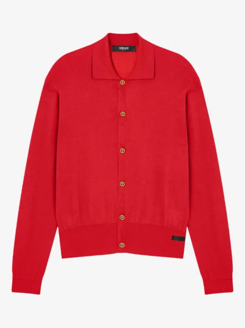 Versace silk-cotton knit polo cardigan