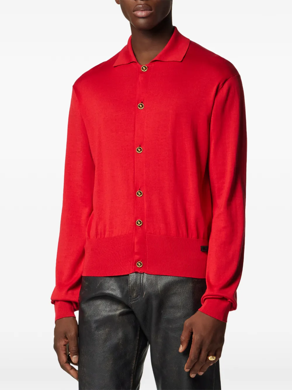  Versace Silk Polo Cardigan - Red 